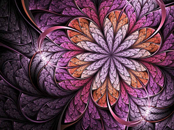 Flor fractal rosa y naranja, obra de arte digital para un diseño gráfico creativo —  Fotos de Stock