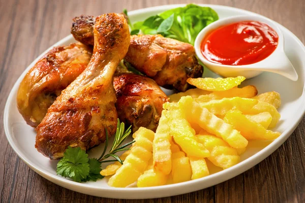 Grilled chicken with french fries