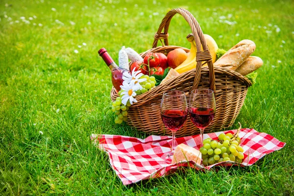 Picknick-inställningen på ängen — Stockfoto