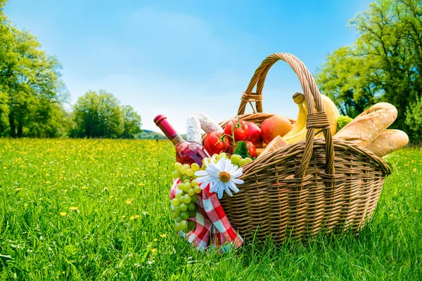 Picknick-inställningen på ängen — Stockfoto