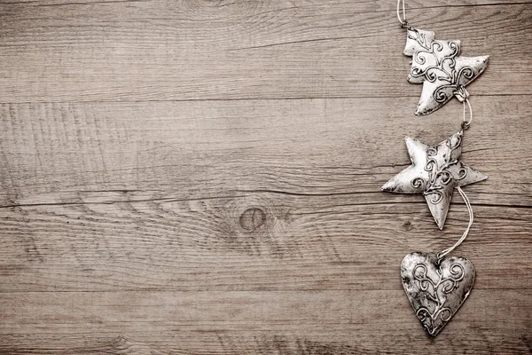 Decorazione natalizia su sfondo di legno — Foto Stock