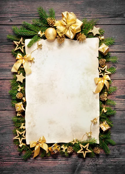 Old paper bordering with christmas decoration — Stock Photo, Image