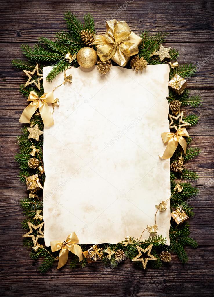 Old paper bordering with christmas decoration