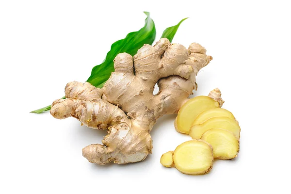 Ginger root with leaves — Stock Photo, Image