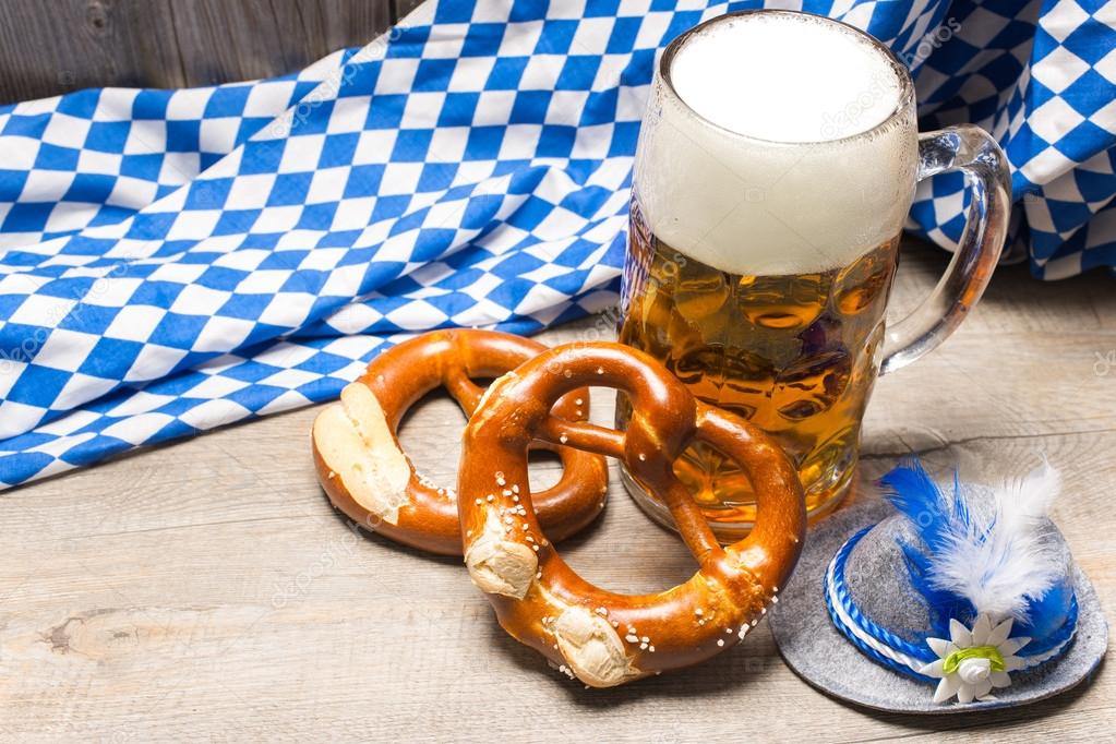Bavarian beer mug and pretzels