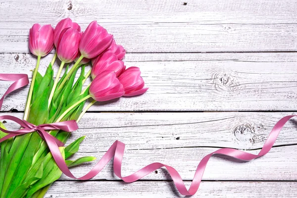 Bouquet of spring pink tulips — Stock Photo, Image