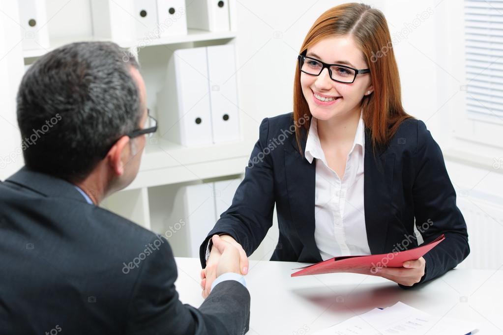 Job applicant having interview