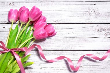 bouquet of spring pink tulips clipart