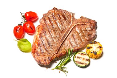 İzole ızgara T-bone biftek