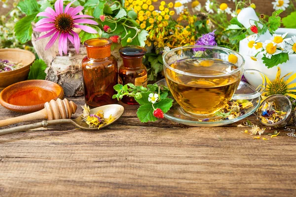 Трав'яний чай з медом — стокове фото
