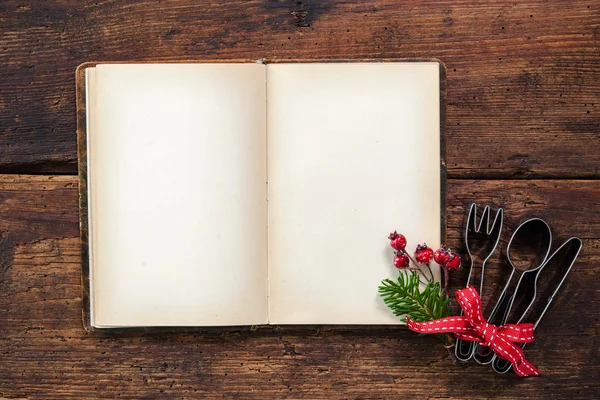 Libro de cocina vacío para recetas de Navidad —  Fotos de Stock