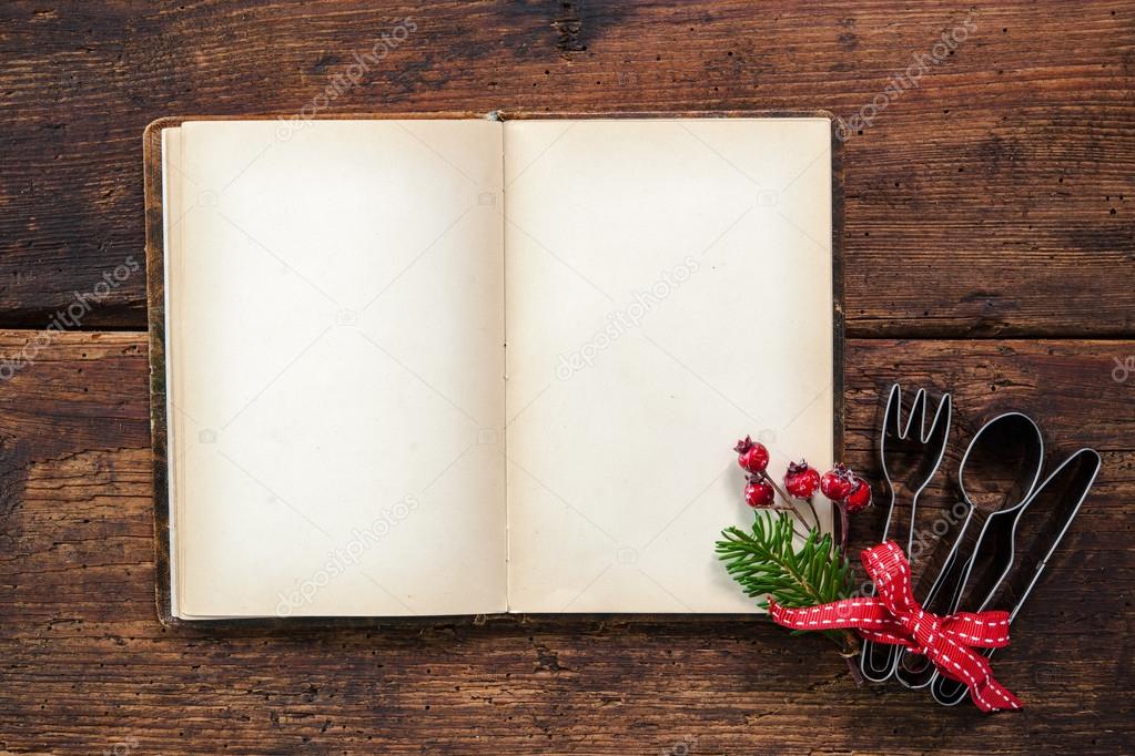 Empty cookbook for Christmas recipes