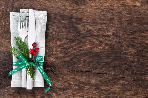 Christmas table place setting — Stock Image Christmas table place setting Stock Picture