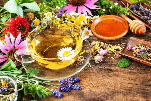 Herbal tea with honey — Stock Photo, Image