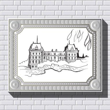Drawing on a brick wall in the frame 47