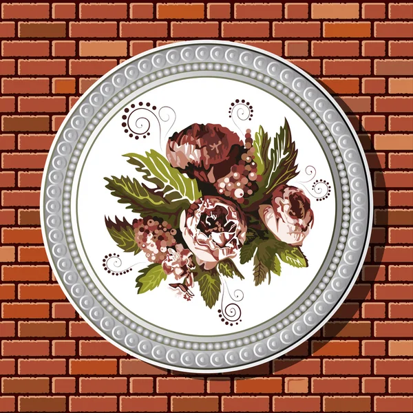 Drawing on a brick wall in the frame 18 — ストックベクタ