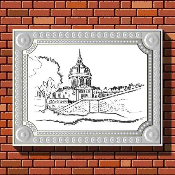 Drawing on a brick wall in the frame 46 — 스톡 벡터