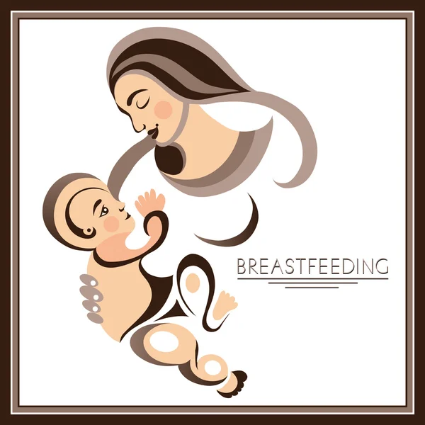 Matka z dzieckiem (karmienie piersią) 9 — Wektor stockowy