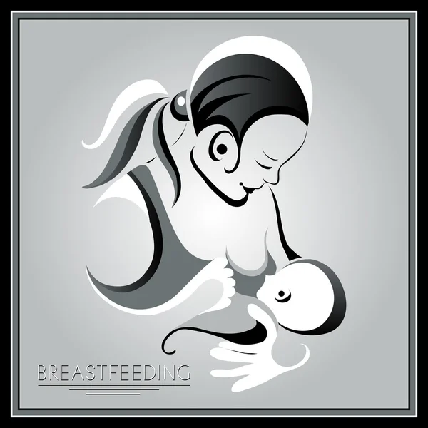 Mutter mit Baby (stillend) 30 — Stockvektor