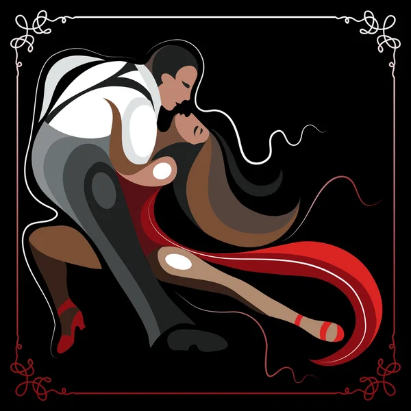 Ilustración de una pareja bailando el tango 1 — Vector de stock