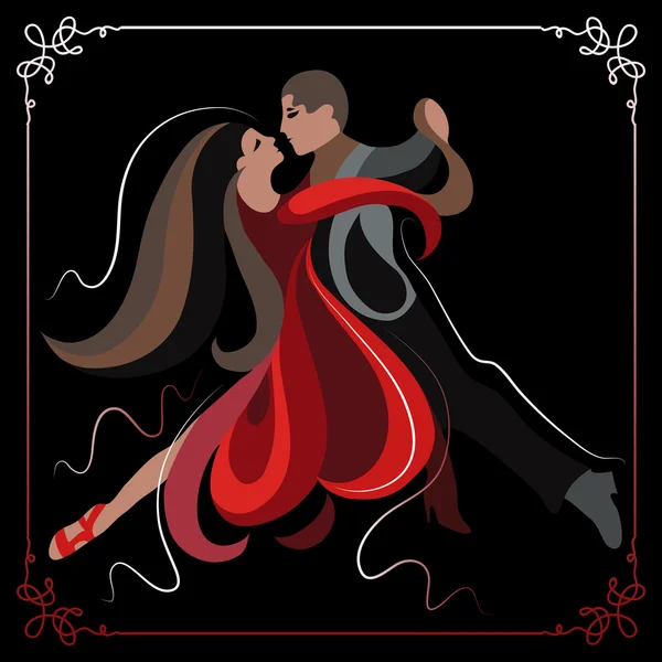 Illustration d'un couple dansant le tango 3 — Image vectorielle