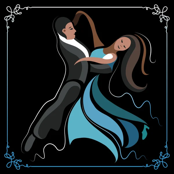 Ilustración de una pareja bailando el vals 4 — Vector de stock