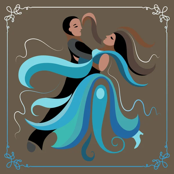 Ілюстрація пари, що танцює вальс 3 охр — стоковий вектор
