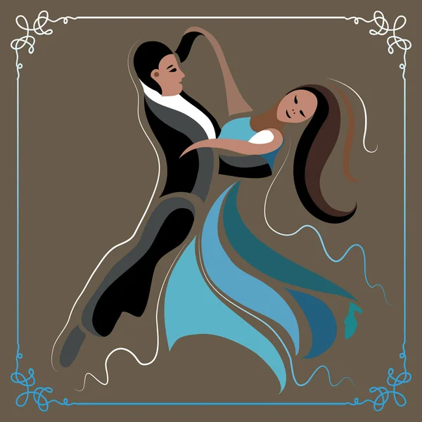 Απεικόνιση των ζευγών χορό το βαλς 4 ώχρα — Διανυσματικό Αρχείο
