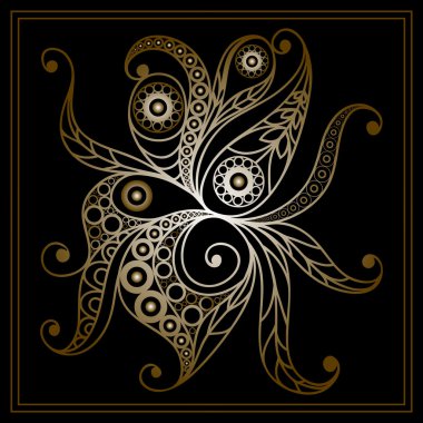 Buzlu çiçek 1 altın ile grafik illüstrasyon