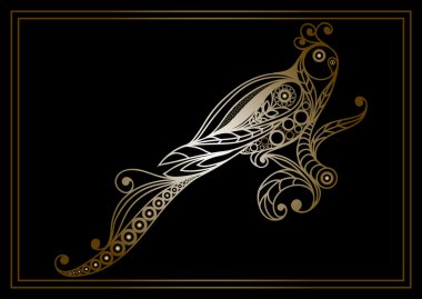 Buzlu papağan 1 altın ile grafik illüstrasyon