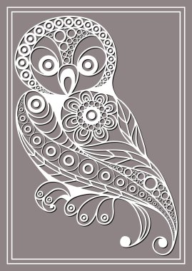 Dantelli baykuş 1 dantel ile grafik illüstrasyon
