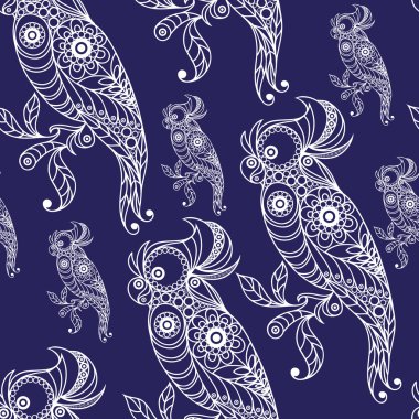 Dantel papağan 3 ile Seamless Modeli