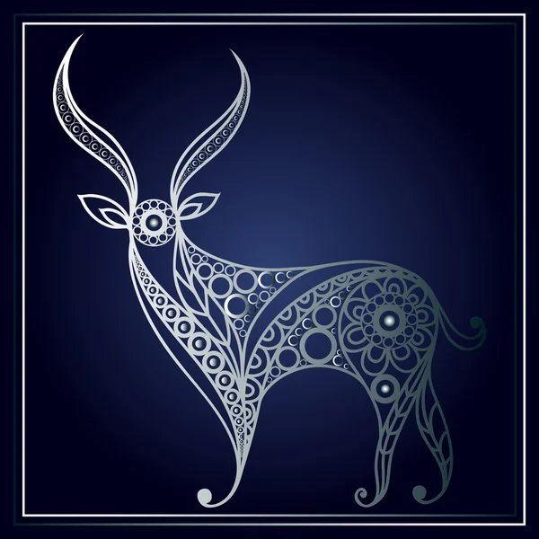 Ilustrace s krajkou jelen ve florálním stylu 2 — Stockový vektor