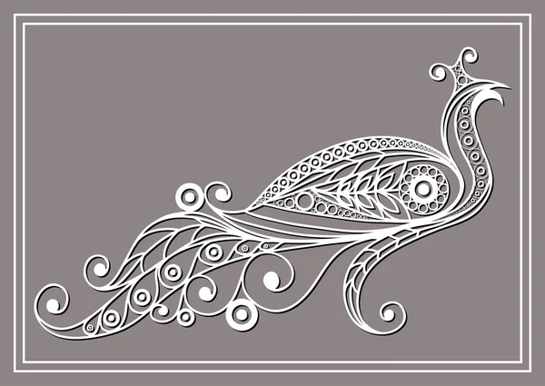 Illustration with lace peacock in floral style 3 — Stock Vector