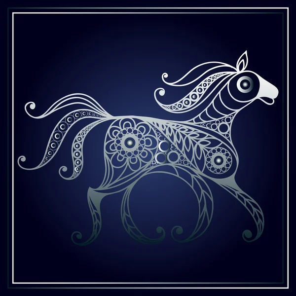 Ilustración con caballo de encaje en estilo floral 2 — Vector de stock
