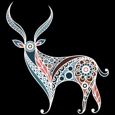 Çiçek tarzında dantel geyik ile İllüstrasyon