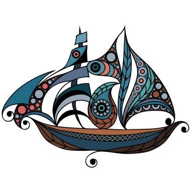 Çiçek tarzı beyaz dantel gemi ile İllüstrasyon