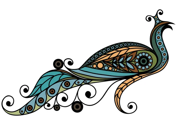 Иллюстрация с кружевом павлина в цветочном стиле белый — стоковый вектор