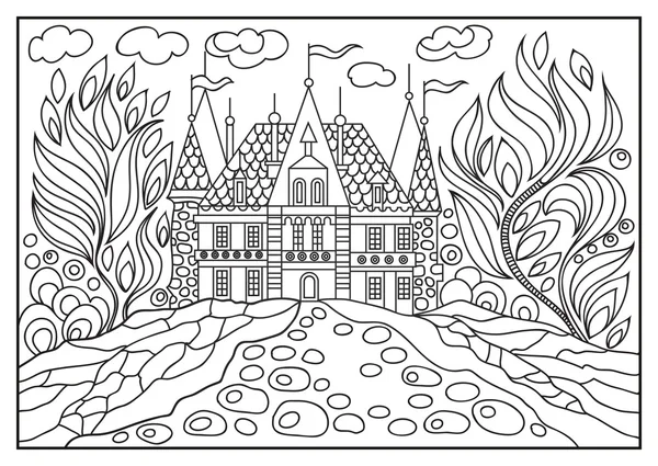 Doğanın arka planda bir kale grafik illüstrasyon 6