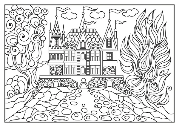 Doğanın arka planda bir kale grafik illüstrasyon 7