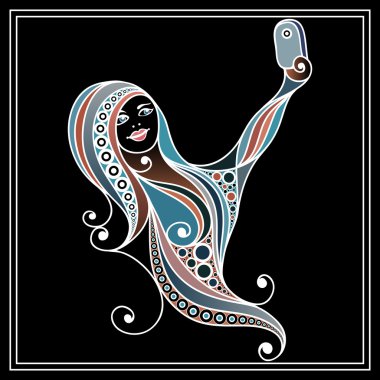 Selfie yapan bir kızın grafiksel illüstrasyonu 27