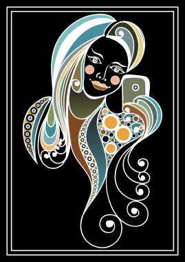 Selfie yapan bir kızın grafiksel illüstrasyonu 30