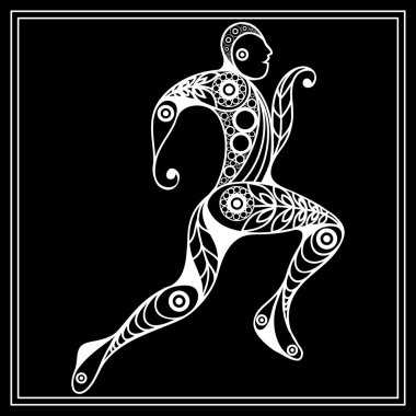 Çalışan karakter 4 ile grafik illüstrasyon