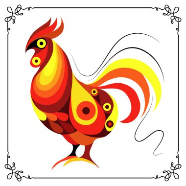 Graphic illustration with a fiery cock 19 clipart