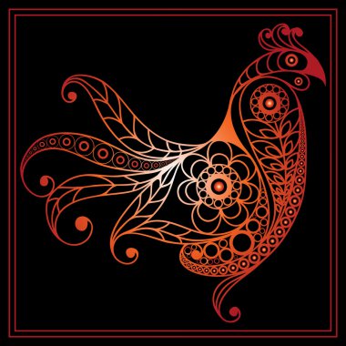 Ateşli horoz 6 grafik illüstrasyon