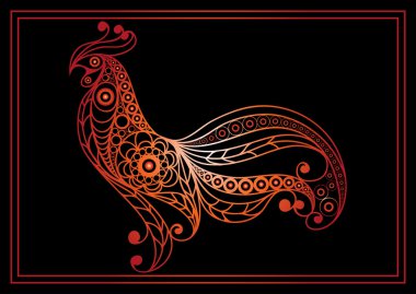 Ateşli horoz 8 grafik illüstrasyon