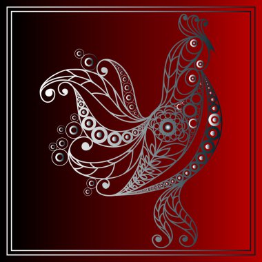 Ateşli horoz 20 grafik illüstrasyon