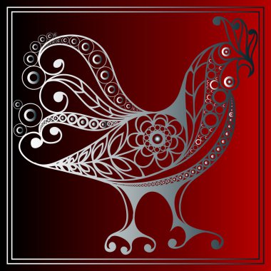 Ateşli horoz 19 grafik illüstrasyon