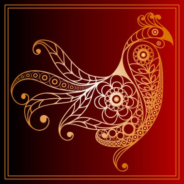 Ateşli bir horoz 26 ile Grafik illüstrasyon