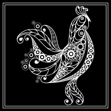 Ateşli bir horoz 40 ile Grafik illüstrasyon